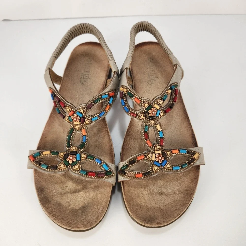 Patrizia Women's Multicolor‎ Beaded Casual Ankle Strap Sandals Size 41 (10-10.5)